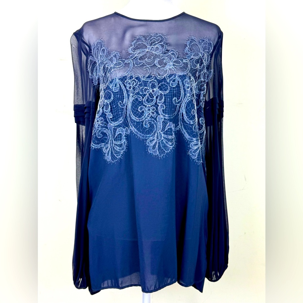LES COPAINS BLOUSE IN NAVY BLUE